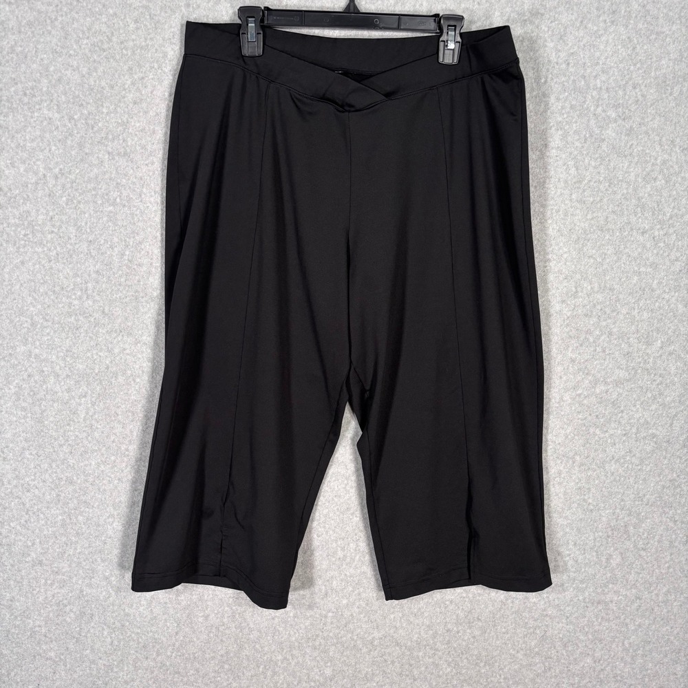 Junonia Wide Leg Crop Capri Pants 1X Black‎ Knit Comfort Lounge Activewear USA